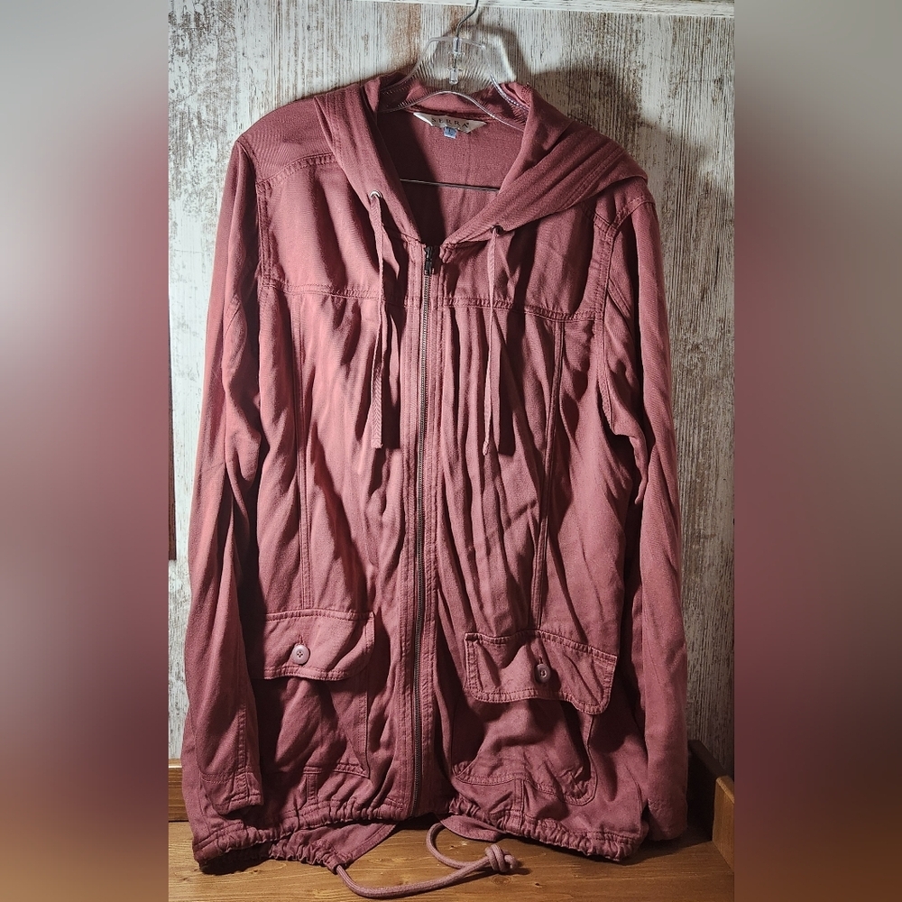Serra Women's Utility Jacket in Dusty Rose Pockets Cover Coat 100% Rayon